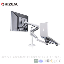 Ajustable de aluminio Laptop Notebook &amp; Computer Monitor Soporte de escritorio Soporte de abrazadera de sujeción Tilt Swivel Soporte de brazo doble